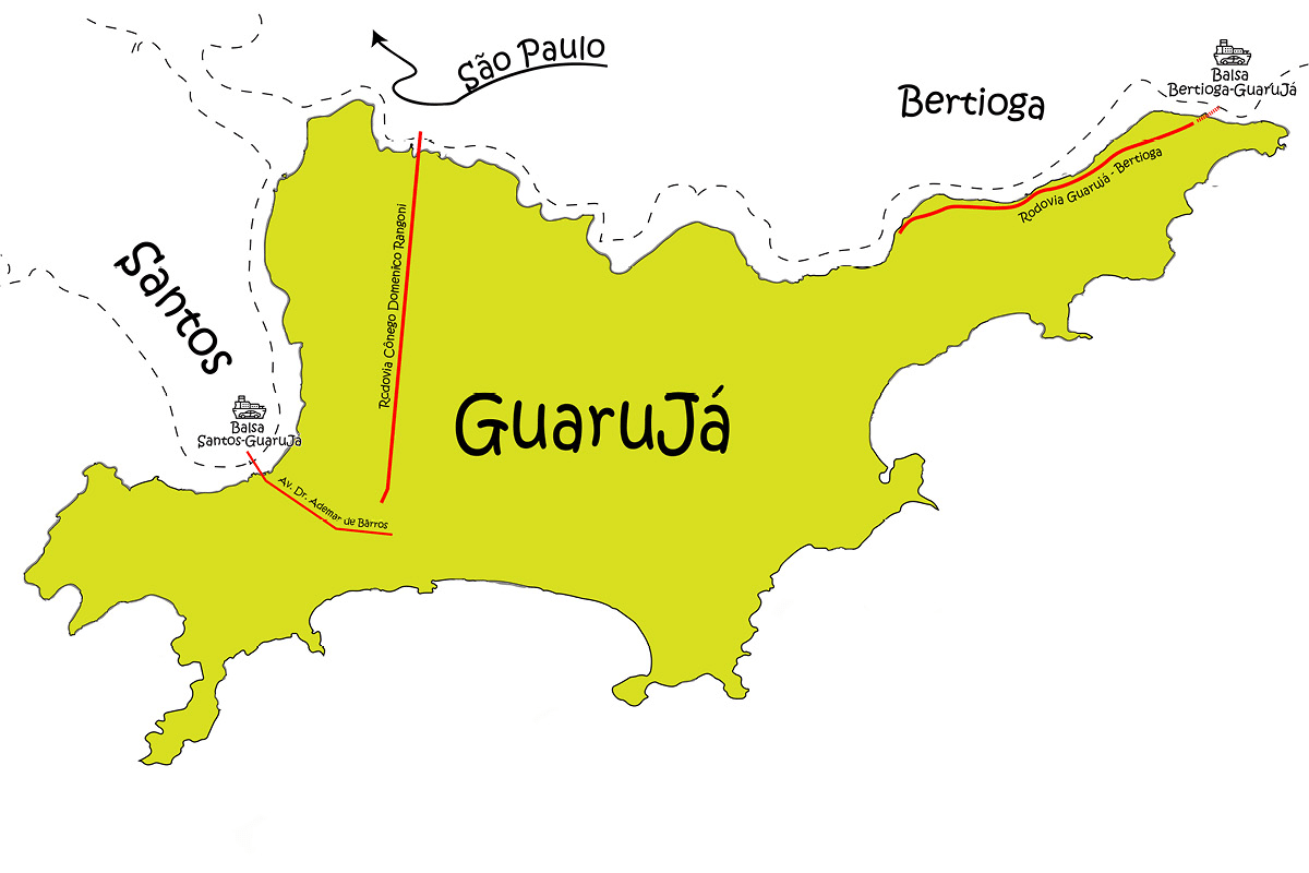 Mapa da praia do Guarujá conheça a geografia do local